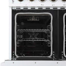 Forno Paolo 48-Inch Freestanding Electric Range with 6.7 Cu.Ft True Convection Oven in White with Antique Brass Handle  (FFSEL6011-48WHT)