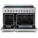 Forno 5-Piece Appliance Package - 48-Inch Electric Range, Wall Mount Range Hood, 36-Inch Refrigerator, Dishwasher, and 30-Inch Microwave Oven in Stainless Steel