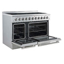 Forno 5-Piece Appliance Package - 48-Inch Electric Range, Wall Mount Range Hood, 36-Inch Refrigerator, Dishwasher, and 30-Inch Microwave Oven in Stainless Steel