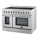 Forno 5-Piece Appliance Package - 48-Inch Electric Range, Wall Mount Range Hood, 36-Inch Refrigerator, Dishwasher, and 30-Inch Microwave Oven in Stainless Steel