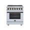 FORNO Massimo 30-Inch Freestanding Electric Range with 5 Radiant Burners, 4.32 Cu. Ft. True Convection Oven, Air Fryer Kit in White with Antique Brass Trim (FFSEL6020-30WHT)