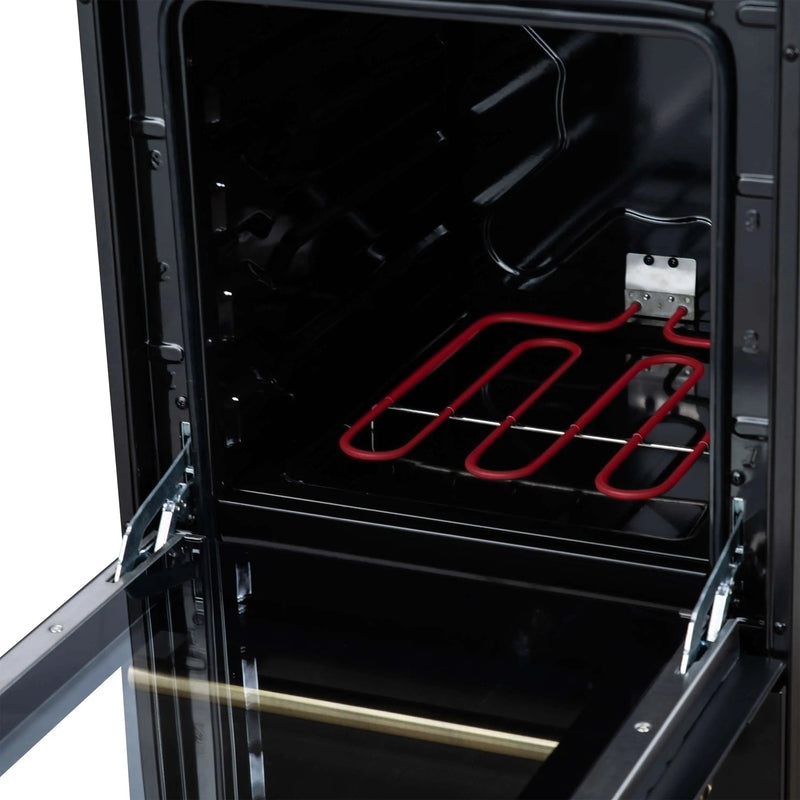 Forno Pallerano 20-Inch Freestanding Electric Range in Black with Antique Brass Trim (FFSEL6052-20BLK)