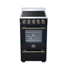 Forno Pallerano 20-Inch Freestanding Electric Range in Black with Antique Brass Trim (FFSEL6052-20BLK)