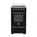 Forno Pallerano 20-Inch Freestanding Electric Range in Black with Antique Brass Trim (FFSEL6052-20BLK)