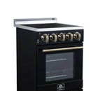 Forno Pallerano 20-Inch Freestanding Electric Range in Black with Antique Brass Trim (FFSEL6052-20BLK)