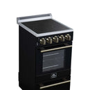 Forno Pallerano 20-Inch Freestanding Electric Range in Black with Antique Brass Trim (FFSEL6052-20BLK)