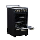 Forno Pallerano 20-Inch Freestanding Electric Range in Black with Antique Brass Trim (FFSEL6052-20BLK)