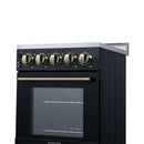 Forno Pallerano 20-Inch Freestanding Electric Range in Black with Antique Brass Trim (FFSEL6052-20BLK)