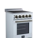 Forno Pallerano 20-Inch Freestanding Electric Range in White with Antique Brass Trim (FFSEL6052-20WHT)