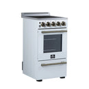 Forno Pallerano 20-Inch Freestanding Electric Range in White with Antique Brass Trim (FFSEL6052-20WHT)