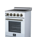 Forno Pallerano 20-Inch Freestanding Electric Range in White with Antique Brass Trim (FFSEL6052-20WHT)