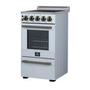 Forno Pallerano 20-Inch Freestanding Electric Range in White with Antique Brass Trim (FFSEL6052-20WHT)