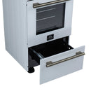 Forno Pallerano 20-Inch Freestanding Electric Range in White with Antique Brass Trim (FFSEL6052-20WHT)