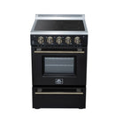 Forno Loiano 24-Inch Freestanding Electric Range in Black with Antique Brass Trim (FFSEL6069-24BLK)