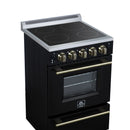 Forno Loiano 24-Inch Freestanding Electric Range in Black with Antique Brass Trim (FFSEL6069-24BLK)