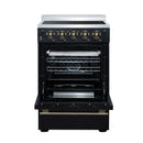 Forno Loiano 24-Inch Freestanding Electric Range in Black with Antique Brass Trim (FFSEL6069-24BLK)