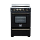 Forno Loiano 24-Inch Freestanding Electric Range in Black with Antique Brass Trim (FFSEL6069-24BLK)