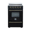 Forno Loiano 24-Inch Freestanding Electric Range in Black with Antique Brass Trim (FFSEL6069-24BLK)