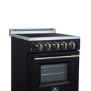 Forno Loiano 24-Inch Freestanding Electric Range in Black with Antique Brass Trim (FFSEL6069-24BLK)