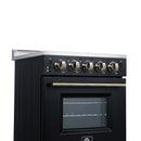 Forno Loiano 24-Inch Freestanding Electric Range in Black with Antique Brass Trim (FFSEL6069-24BLK)