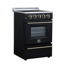 Forno Loiano 24-Inch Freestanding Electric Range in Black with Antique Brass Trim (FFSEL6069-24BLK)