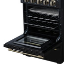 Forno Loiano 24-Inch Freestanding Electric Range in Black with Antique Brass Trim (FFSEL6069-24BLK)