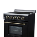 Forno Loiano 24-Inch Freestanding Electric Range in Black with Antique Brass Trim (FFSEL6069-24BLK)