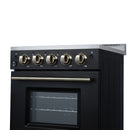 Forno Loiano 24-Inch Freestanding Electric Range in Black with Antique Brass Trim (FFSEL6069-24BLK)