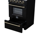 Forno Loiano 24-Inch Freestanding Electric Range in Black with Antique Brass Trim (FFSEL6069-24BLK)