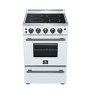 Forno Loiano 24-Inch Freestanding Electric Range in White with Antique Brass Trim (FFSEL6069-24WHT)