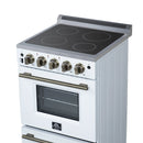 Forno Loiano 24-Inch Freestanding Electric Range in White with Antique Brass Trim (FFSEL6069-24WHT)