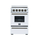 Forno Loiano 24-Inch Freestanding Electric Range in White with Antique Brass Trim (FFSEL6069-24WHT)