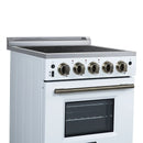 Forno Loiano 24-Inch Freestanding Electric Range in White with Antique Brass Trim (FFSEL6069-24WHT)