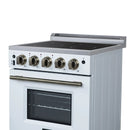 Forno Loiano 24-Inch Freestanding Electric Range in White with Antique Brass Trim (FFSEL6069-24WHT)