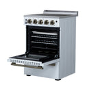 Forno Loiano 24-Inch Freestanding Electric Range in White with Antique Brass Trim (FFSEL6069-24WHT)