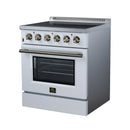 White freestanding electric range with black-glass oven window and front control knobs
