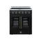 FORNO Galiano 30-Inch French Door Electric Range with 4 Radiant Burners, 4.32 Cu. Ft. True Convection Oven, Air Fryer Kit in Black with Antique Brass Trim (FFSEL6917-30BLK)