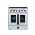 FORNO Galiano 30-Inch French Door Electric Range with 4 Radiant Burners, 4.32 Cu. Ft. True Convection Oven, Air Fryer Kit in White with Antique Brass Trim (FFSEL6917-30WHT)