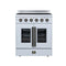 FORNO Galiano 30-Inch French Door Electric Range with 4 Radiant Burners, 4.32 Cu. Ft. True Convection Oven, Air Fryer Kit in White with Antique Brass Trim (FFSEL6917-30WHT)