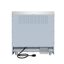 Electric range back panel with vented metal cover and power cord with plug