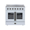 FORNO Galiano 36-Inch French Door Electric Range with 5 Radiant Burners, 5.36 Cu. Ft. True Convection Oven, Air Fryer Kit in White with Antique Brass Trim (FFSEL6917-36WHT)