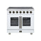 FORNO Massimo 36-Inch French Door Electric Range with 5 Radiant Burners, 5.36 Cu. Ft. True Convection Oven, Air Fryer Kit in White with Antique Brass Trim (FFSEL6955-36WHT)