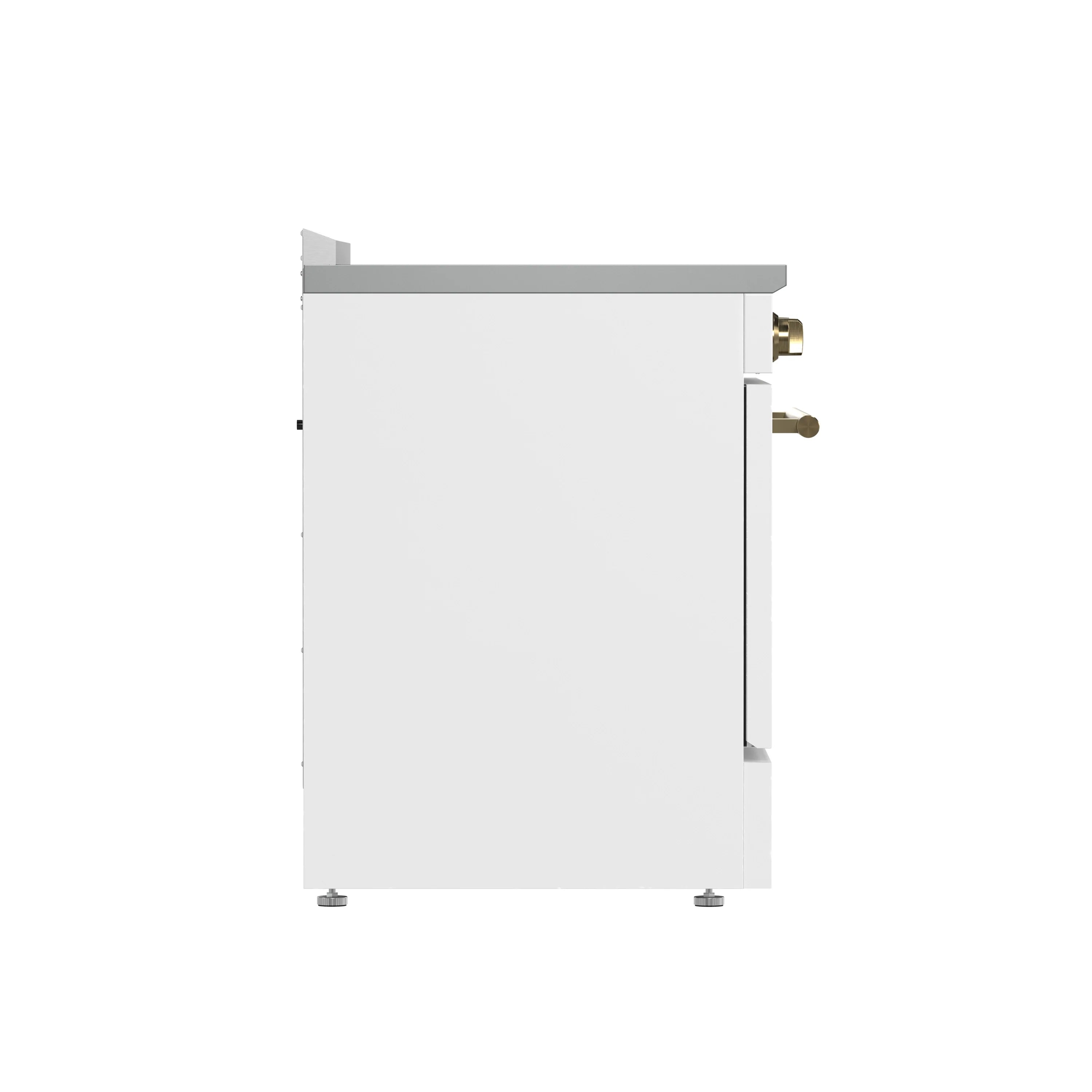 White appliance back panel with brass electrical connectors