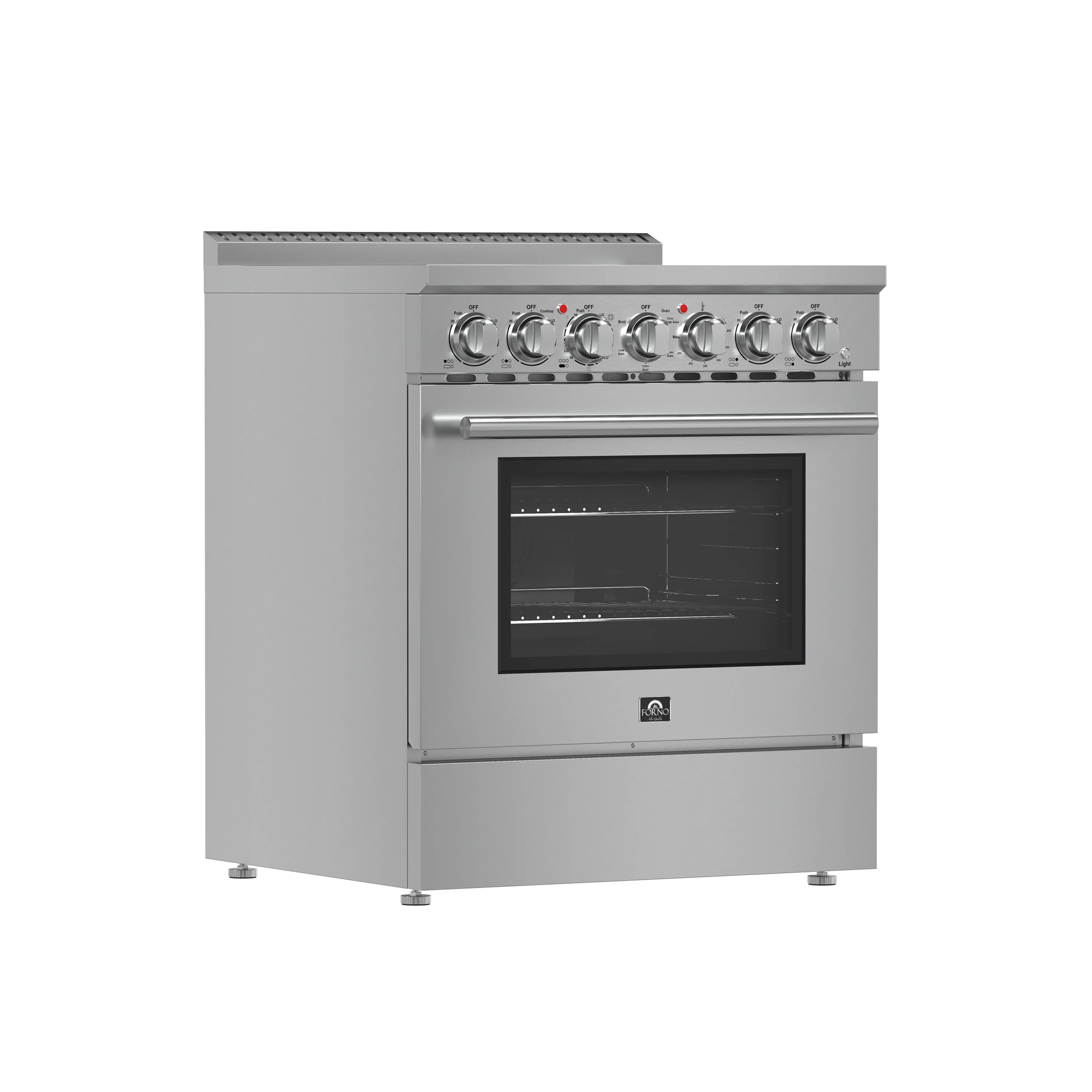 Stainless steel electric range with oven door and top control panel