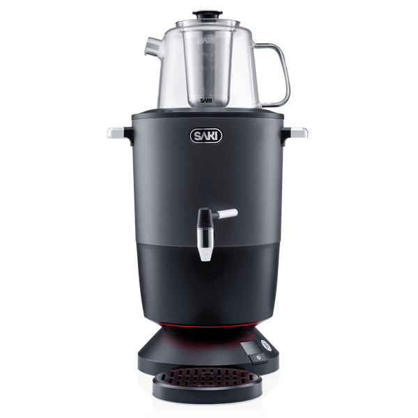SAKI Chaiovar Electric Samovar - 4L Stainless Steel Electric Tea Maker, Temperature Display, Large Ceramic Teapot, Boil Dry & Auto Shut Off, Best for Persian, Russian, and Turkish Tea