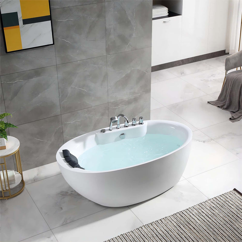 Empava 59-Inch Whirlpool Freestanding Acrylic Bathtub (EMPV-59AIS12)