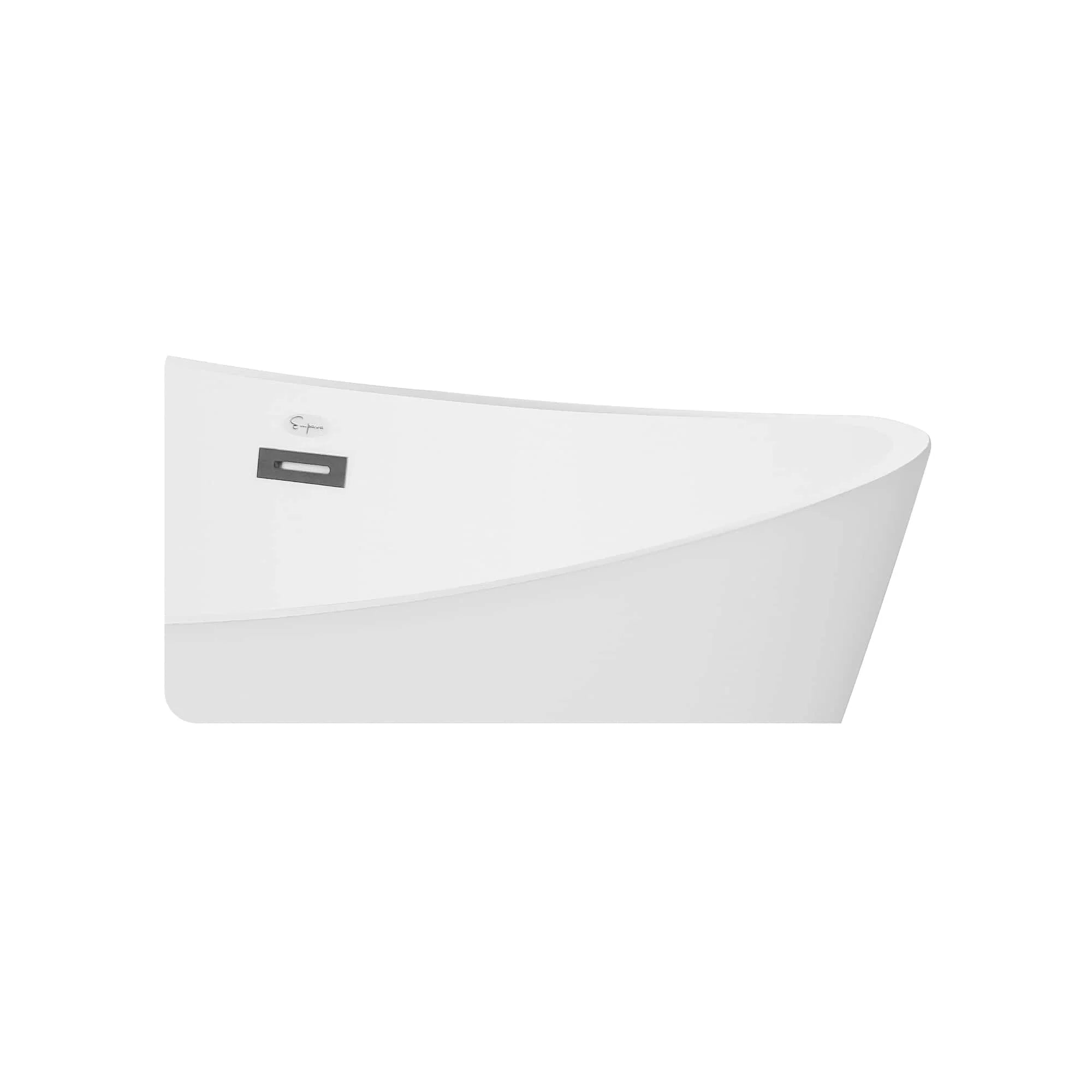 Freestanding soaking bathtub with white outer shell and side control panel