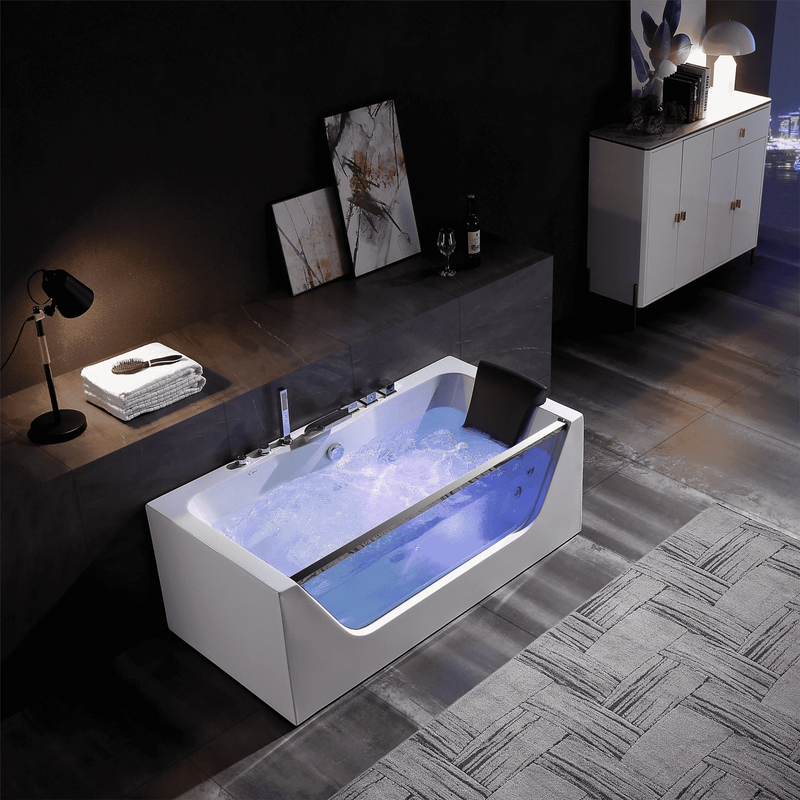 Empava 59-Inch Whirlpool Rectangular Bathtub (EMPV-59JT408LED)