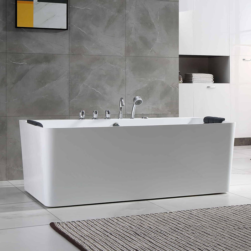 Empava 67-Inch Whirlpool Freestanding Acrylic Bathtub (EMPV-67AIS03)