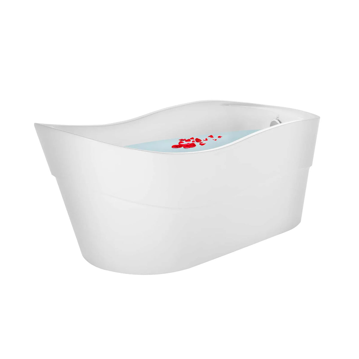 Freestanding soaking tub, glossy white, interior view of the soaking basin
